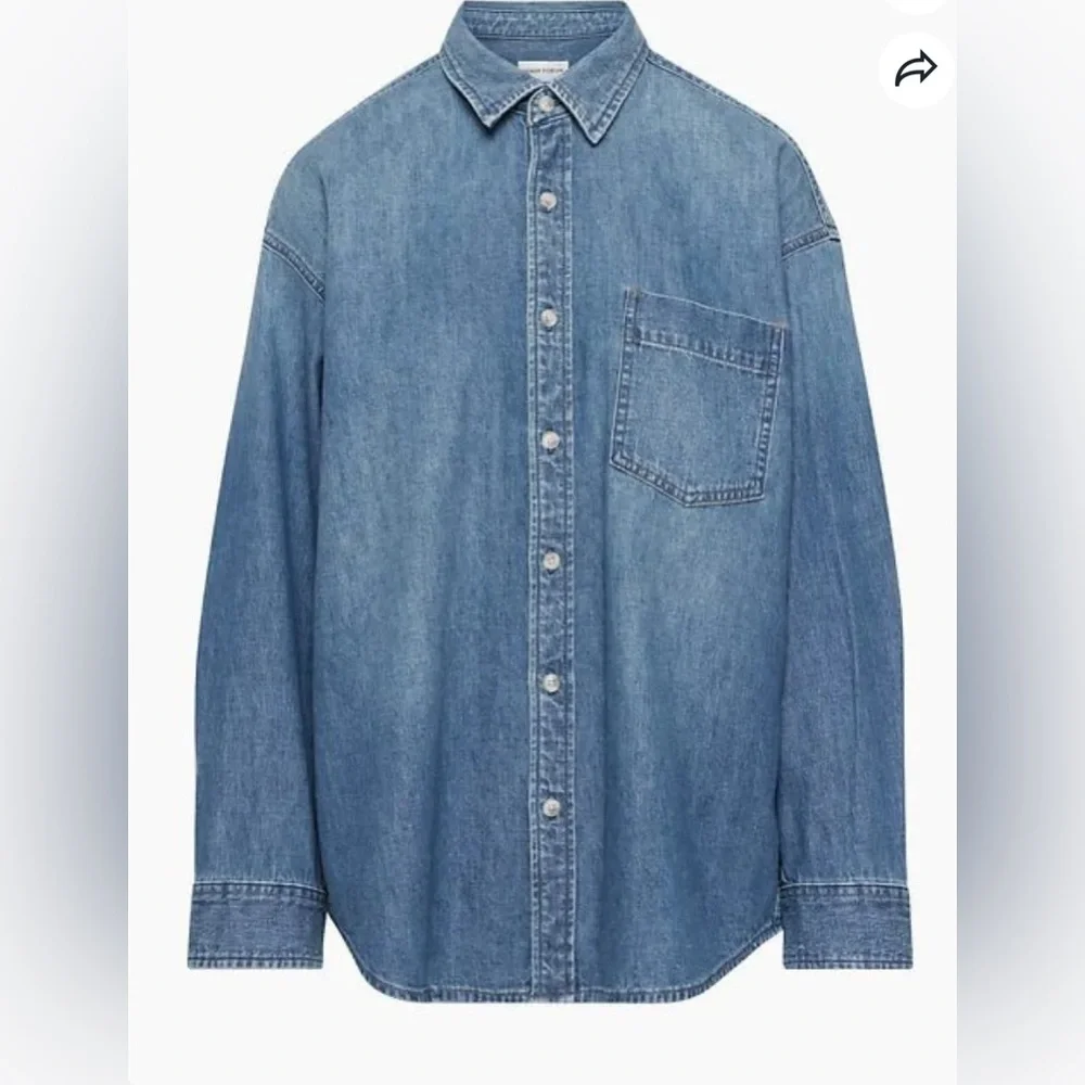 Aritzia Denim Forum Oversized 80’s denim Button Down Shirt Denim Button-Up Shirt - Picture 2 of 4
